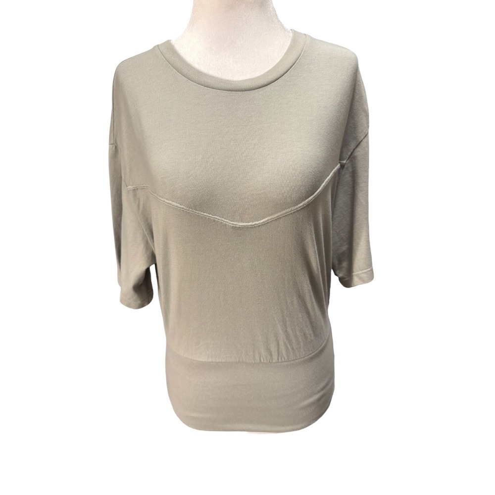 AG Adriano Goldschmied Natural Agave Cotton Drop Shoulder Top Small NEW